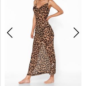 Nasty Gal Leopard Print Sheer Maxi